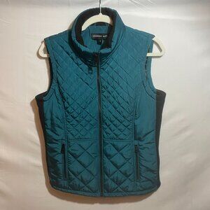 Andrew Marc Teal Quilted Puffer Vest Women’s Medium Sleeveless Zip Up